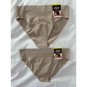 NEW Maidenform Seamless High Leg Bikini Beige  Women's DM2317 Size Medium 2 Pair